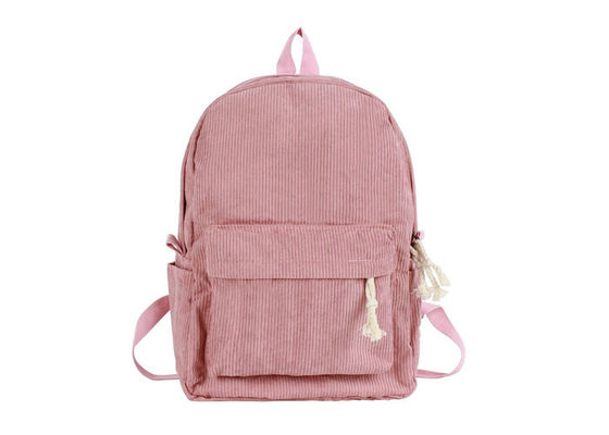 quality Customized 100% Cotton Backpack Pink Beige Corduroy Back Pack factory